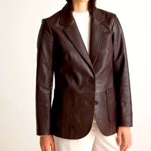 Chocolate Brown Leather Blazer